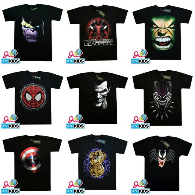 FREE BOX EXCLUSIVE KAOS ANAK KARTUN AVENGERS GLOW IN THE DARK GID