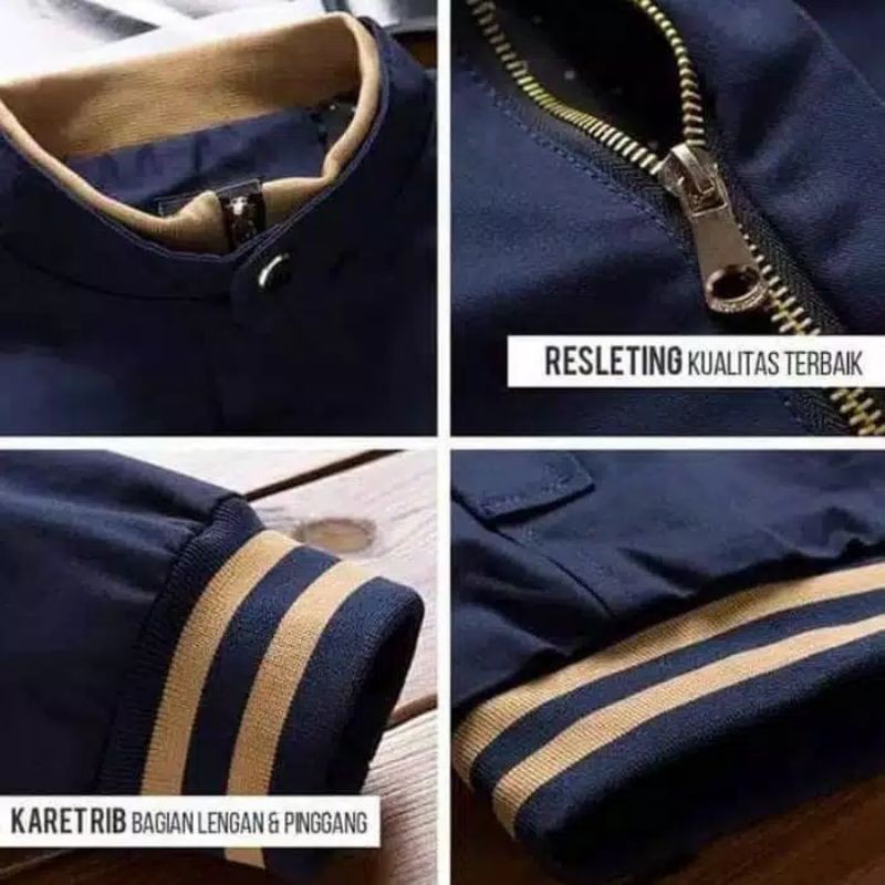 Jaket MnG Bomber Polos Kanvas Tebal Anti Angin