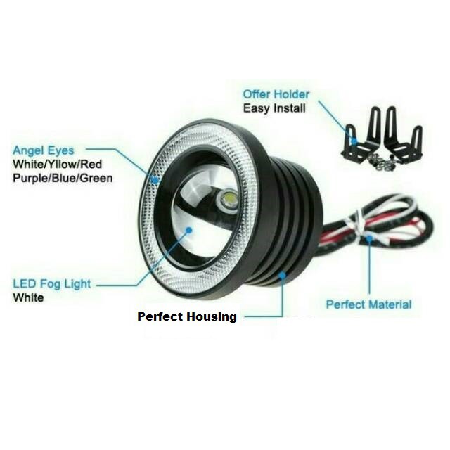 Lampu Foglamp LED 89mm 3.5 Inci 76mm 3 Inch Projector Angel Eyes Mobil Universal 76 / 89 mm Kabut Foglight