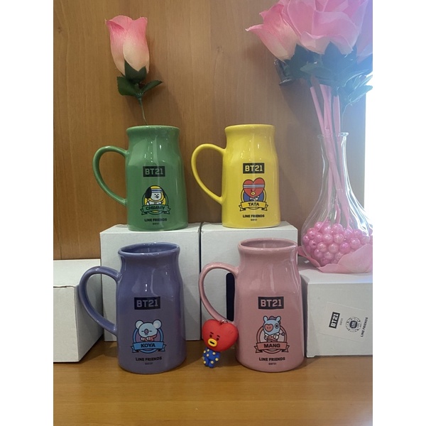 Gelas / Cangkir Kaca BT21 BTS CHIMMY , KOYA , MANG , TATA , SHOOKY , VAN , RJ