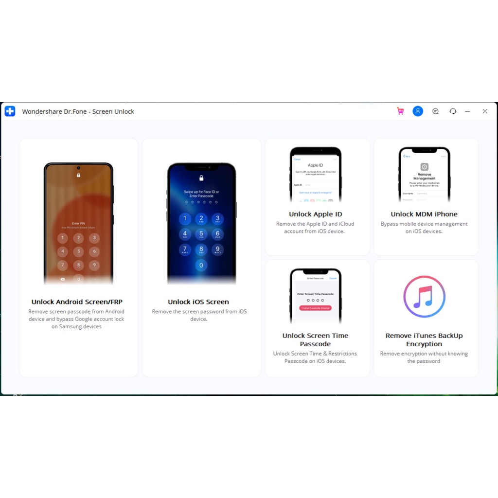 Dr Fone Screen Unlock (Buka Kunci Layar/Screen Lock Iphone, Bypass dan Remove MDM)  iOS Original