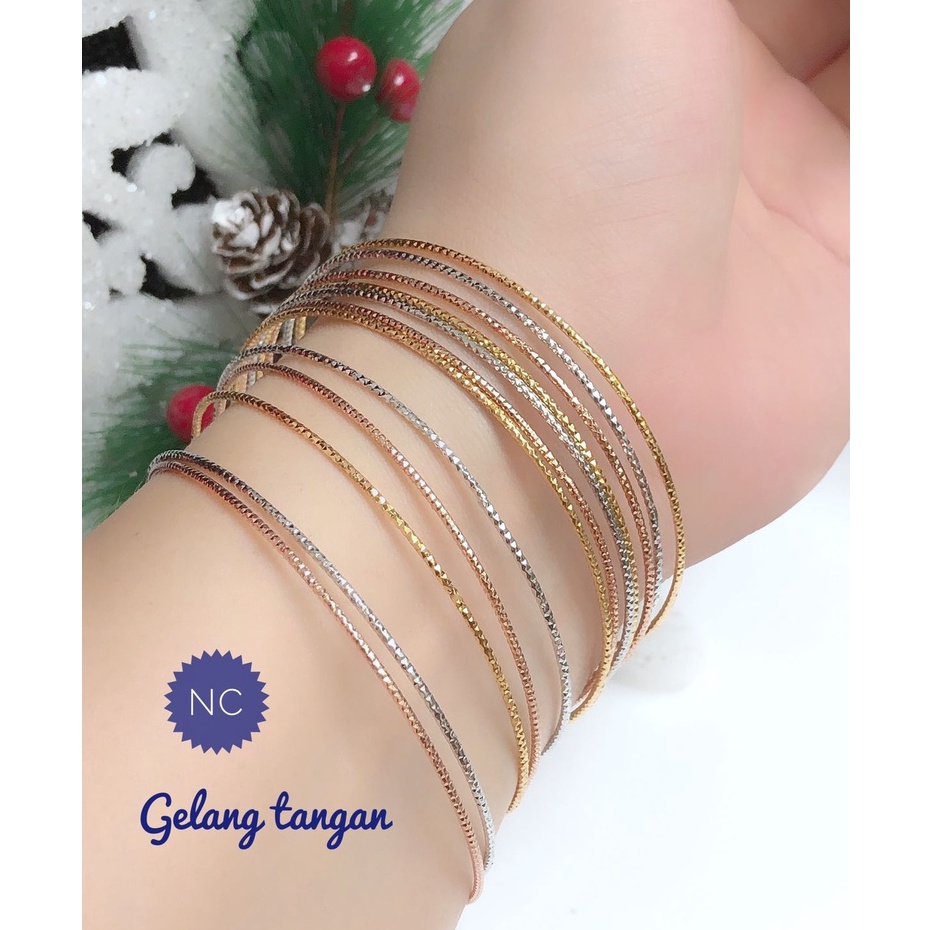 (JAN) PROMO Set Perhiasan Lapis Emas Xuping Gelang Ring Keroncong Warna Gold mix Silver Titanium Rea
