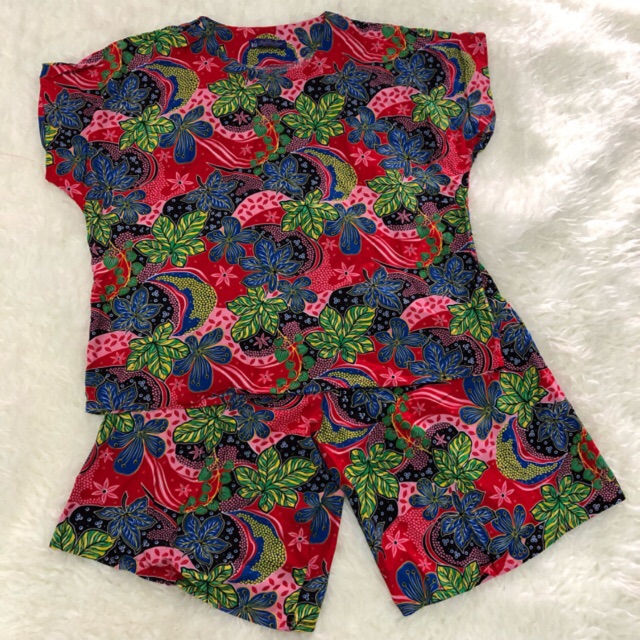 Baby doll batik kencana ungu katun wanita