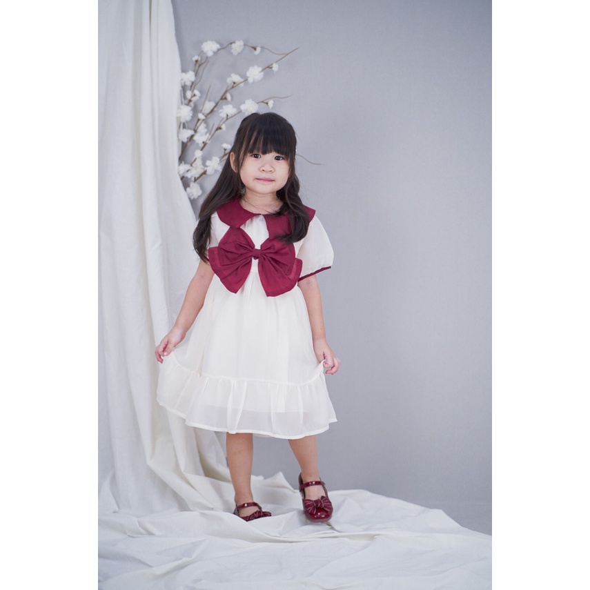 Promo !! dress trendy anak perempuan - dress japan ribbon large gurl import uk 1-4th