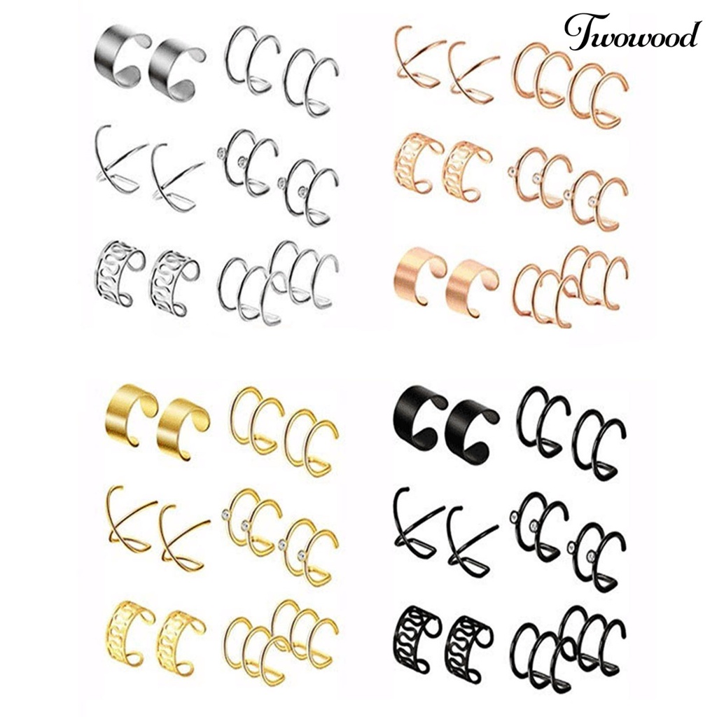 6 Pasang Anting Tanpa Tindik Bentuk Bulat Gaya Hip Hop Untuk Wanita