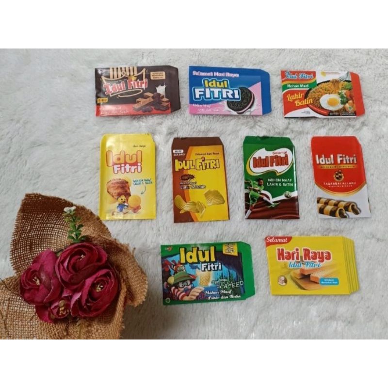 

Amplop lebaran motif Snack isi 100 lembar motif campur amplop sudah di lem Ukuran 7 x 15 cm Amplop Lebaran viral