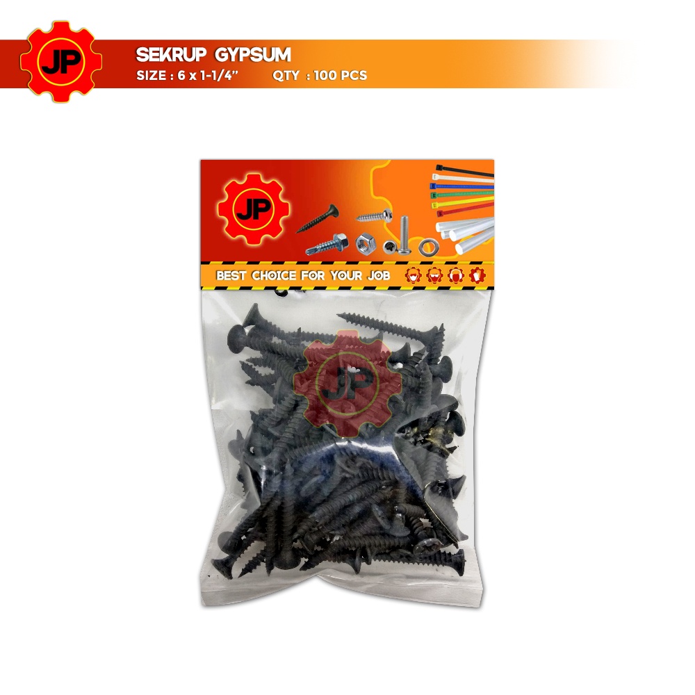 SEKRUP GYPSUM 6 x 1-1/4 - SKRUP DRYWALL - BAUT GIPSUM HITAM ISI 100 PC