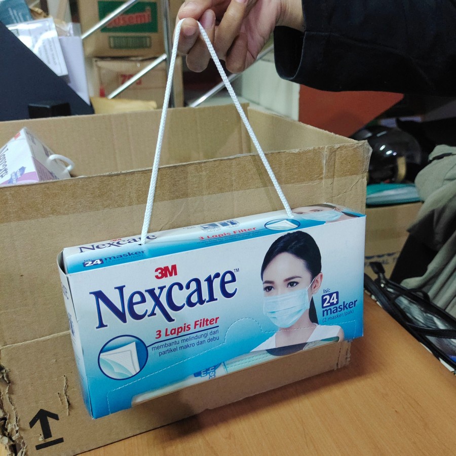 Masker medis 3 ply 3M nexcare model earloop 3 lapis filter dus isi 24