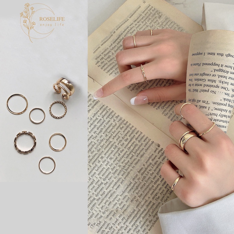 7 Pcs / Set Cincin Buku Jari Aneka Bentuk Gaya Vintage Korea Untuk Wanita