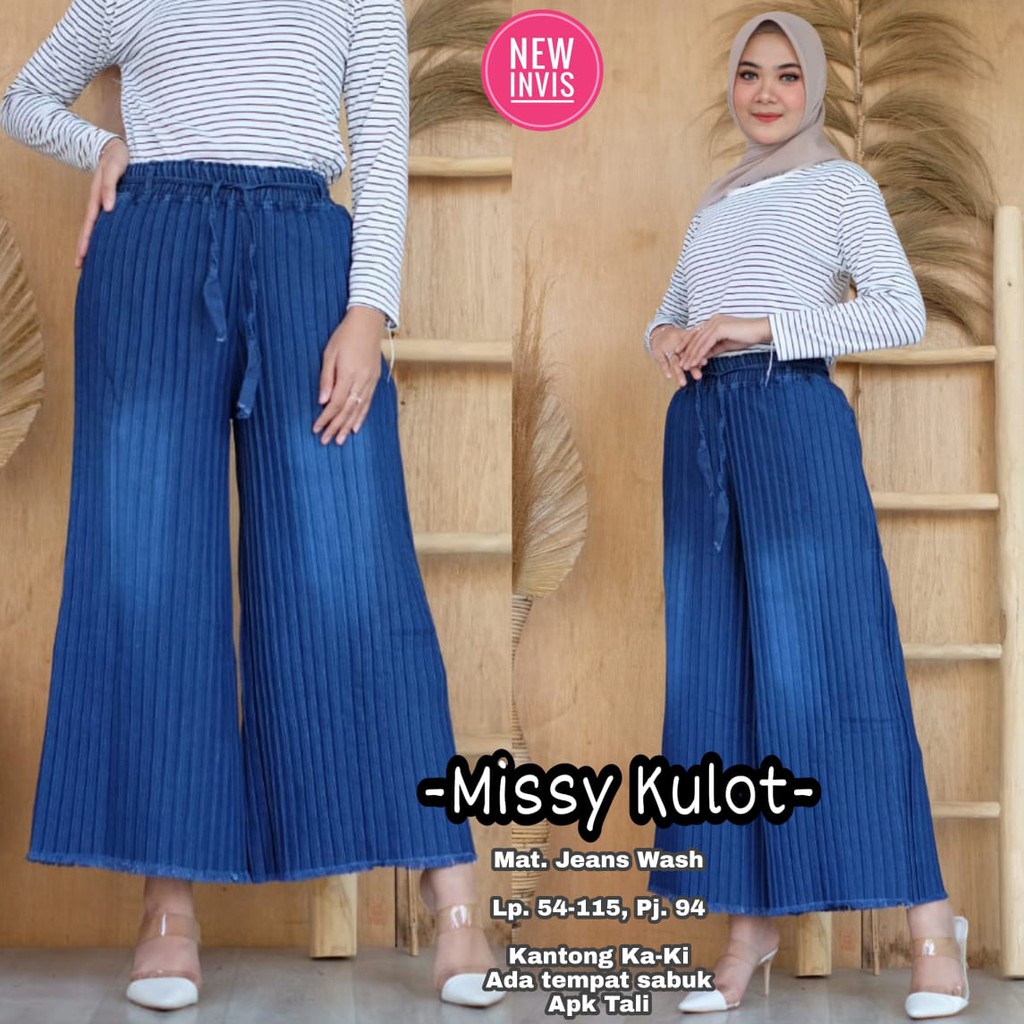 Celana Kulot Plisket Jeans Wanita Masa Kini Cullote Pants