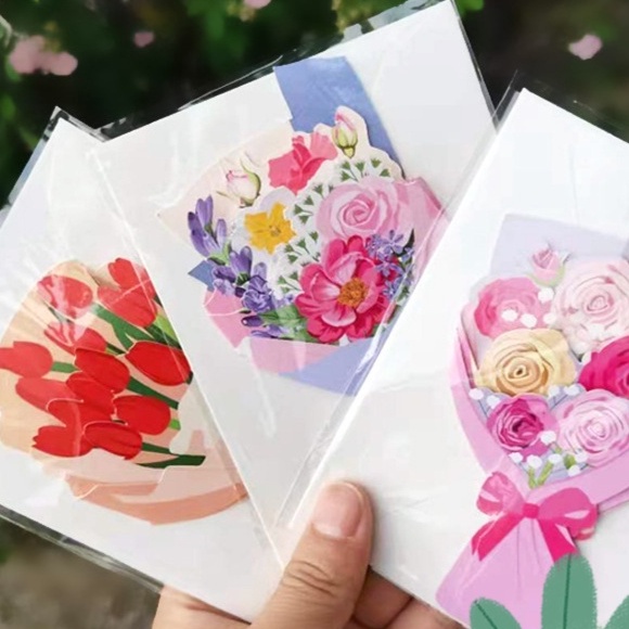 Kartu Ucapan Kosong Bunga Hari Ibu Flower Gift Blank Floral Greeting Card