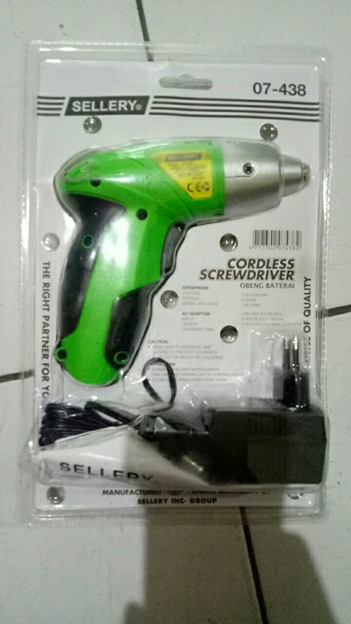 Mesin Bor Cordless Sellery Batre Baterai 07-438 Mesin Bor Sekrup