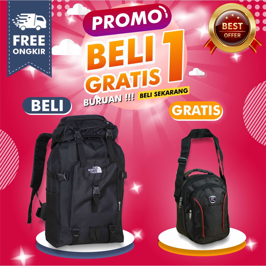 BELI 1 GRATIS 1 Tas Gunung Jumbo Muncak Travelling Cowok Keren Free Selempang Polo Pria Bagus Simple