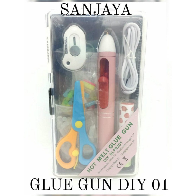 HOT MELT GUN PEN SHAPPED / GLUE GUN USB RECHARGEABLE BATTERY / ALAT LEM DIY CRAFT / GLUE GUN DIY SET 1