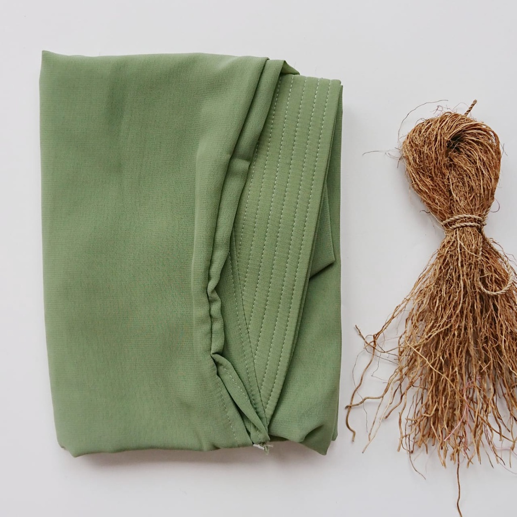Jilbab Instan Ceruty 2 Layer Oval Jumbo Polos/Khimar Ceruty Sayana-Dusty Green