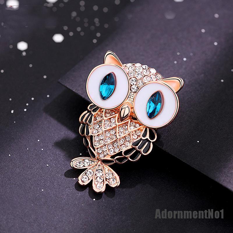 (Adornmentno1) Bros Pin Bentuk Burung Hantu Natal Bahan Alloy Hias Berlian Imitasi Untuk Wanita