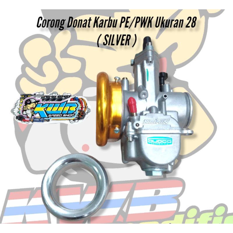 Velocity Karburator Model Donat Flat Corong Karbu PNP PE PWK PWL Air Strike 28 32 34 35 38-Silver PE/PWK 28