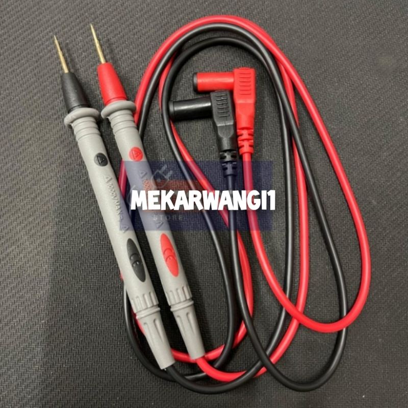 kabel Kabel probe multitester tebal mata lancip jarum dilengkapi dengan tutup. Sepasang kabel merah dan hitam Panjang Kabel 85CM +/- CAT II 1000V 10A