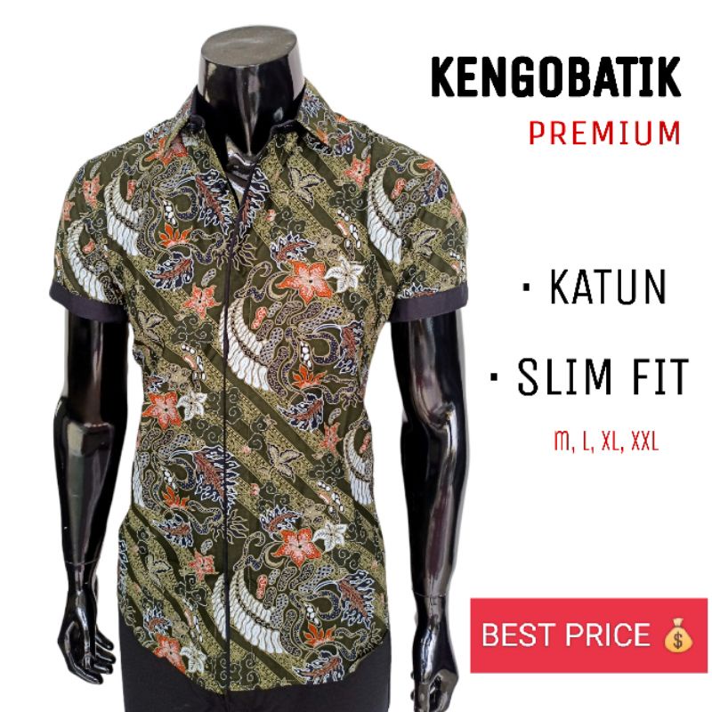 (GANBARU) BATIK PRIA LENGAN PENDEK | KEMEJA BATIK MODERN KATUN PREMIUM | BATIK AMBA SLIM FIT