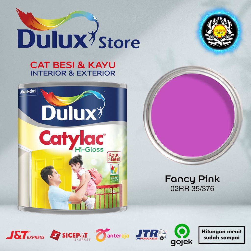 CAT MINYAK CAT KAYU DAN BESI DULUX CATYLAC HI-GLOSS 1 KG WARNA FANCY PINK 02RR 35/376 ULTRA HOT PINK