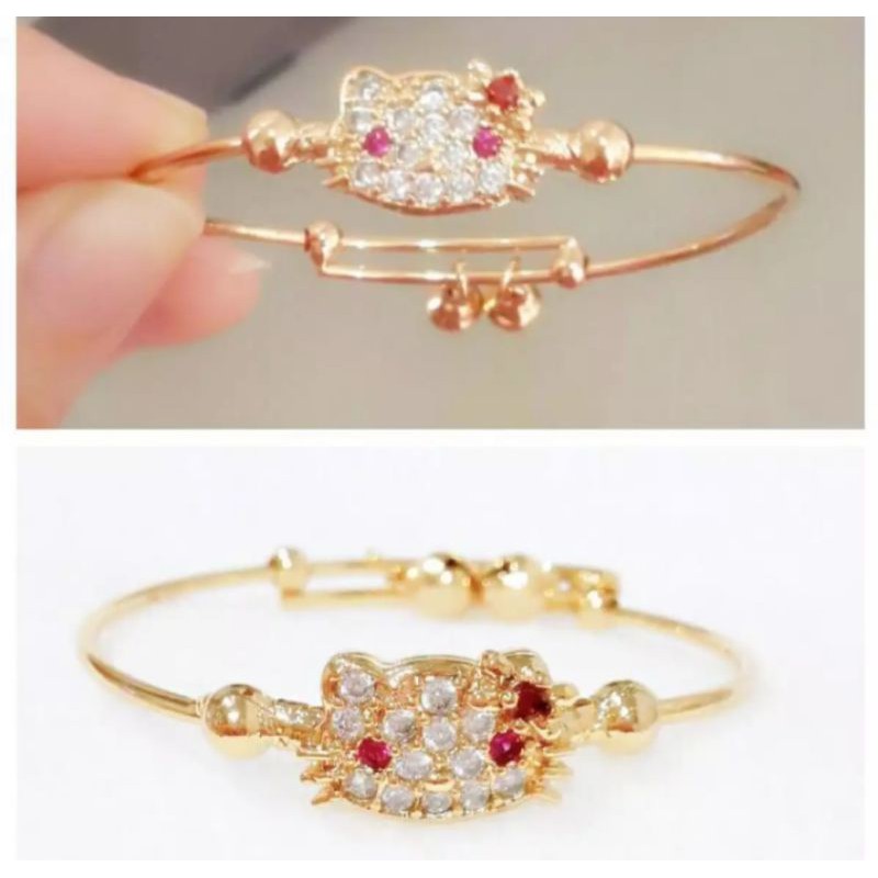 gelang tangan hello kitty anak 1 kepala perhiasan gold lapis emas aksesoris fashion