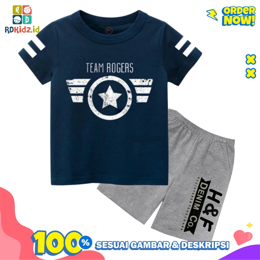 Rdkidzid Set Pendek Anak Laki Laki / Setelan Anak Laki Laki / Setelan Pendek Anak Laki Laki Motif Team Roger