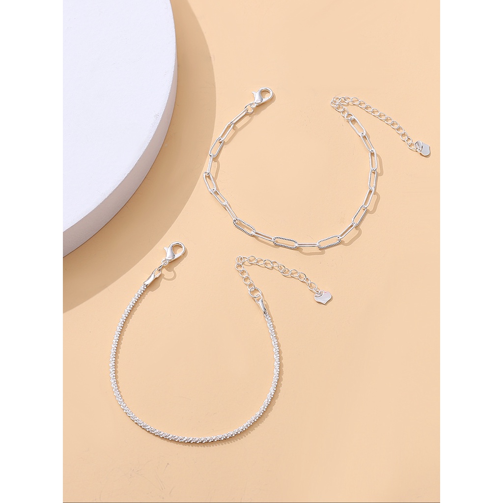 2pcs / set Gelang Wanita Model Lapis Ganda Aksen Bintang Untuk Pesta