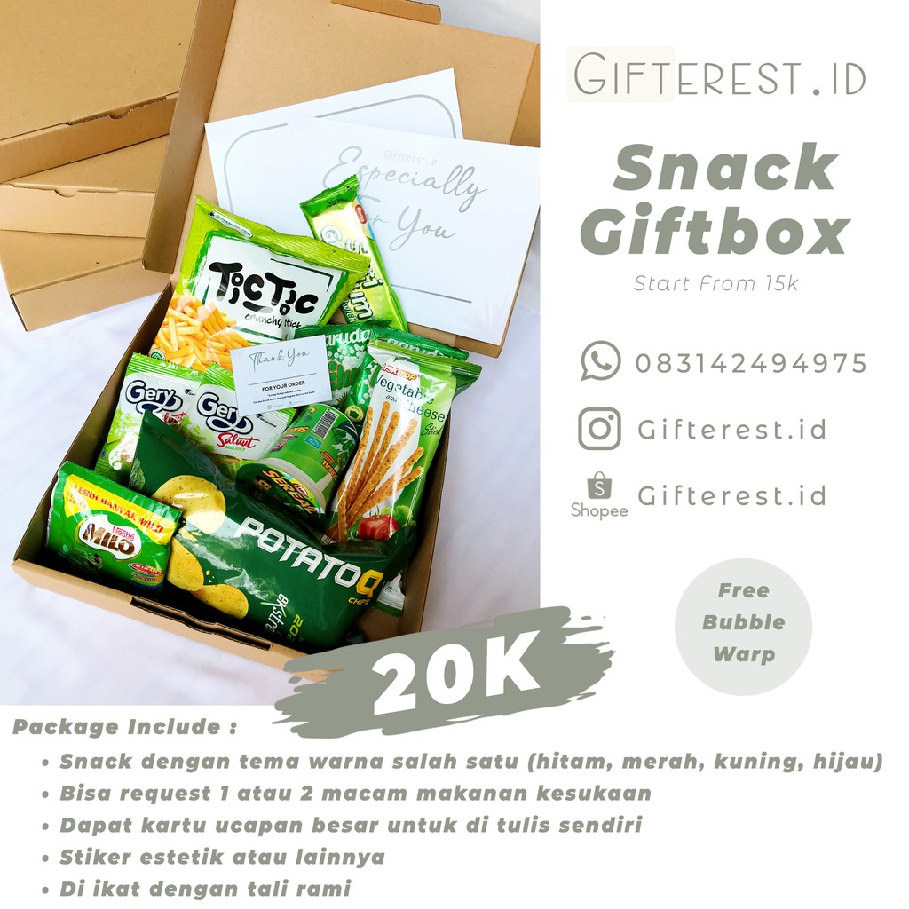 

Snack Giftbox Ukuran 25x25x5 Cocok Untuk Kado Wisuda/Sidang, Anniversary, Ulang Tahun Murah Banget