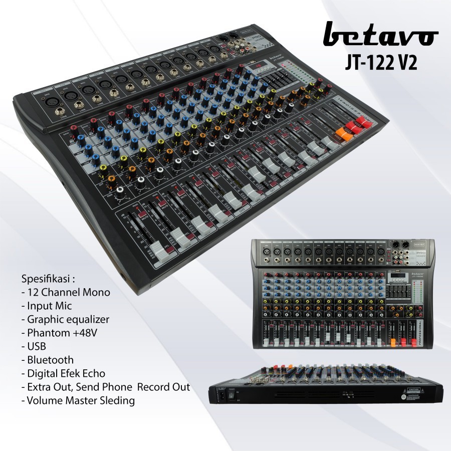 ORIGINAL BETAVO MIXER AUDIO JT 122 V2 PROFESIONAL AUDIO 12 CHANEL