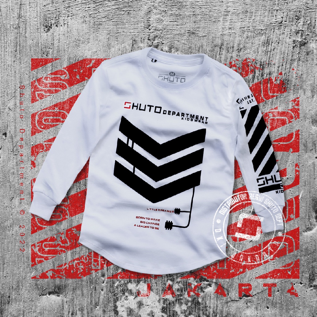 Baju Kaos Anak Laki Laki Lengan Panjang 1-12 Tahun Warna Putih/Baju Anak Laki Laki/Kaos Anak Laki La