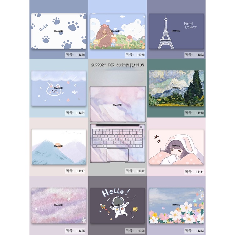 DIY Universal Laptop Stickers Computer Skin Vinyl 2 Sides Notebook Skin for 11/12/13/14Computer Sticker Huawei Matebook14s Notebook Sticker Matebook13s Huawei Matebookd14 Film Matebook B3-410 Protective Case Film Customization