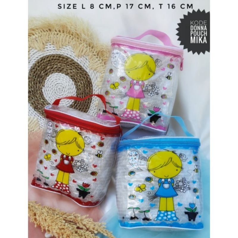 POUCH MIKA TENTENG TABUNG / BEAUTY POUCH KOSMETIK BAHAN MIKA TRANSPARAN BESAR DAN TEBAL MURAH MERIAH