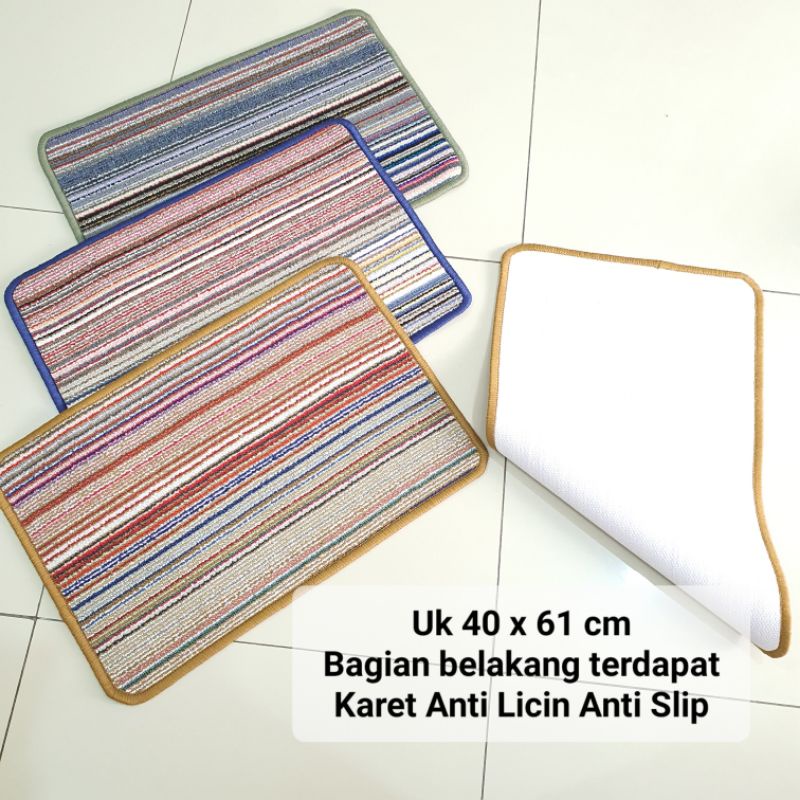 Keset Handuk SALUR GARIS ANTI SLIP 40 x 60 CM Alas Kaki Dapur Kamar