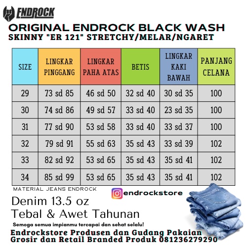 Celana Panjang Sobek Hitam Wash Ripped Jeans Endrock Type 121