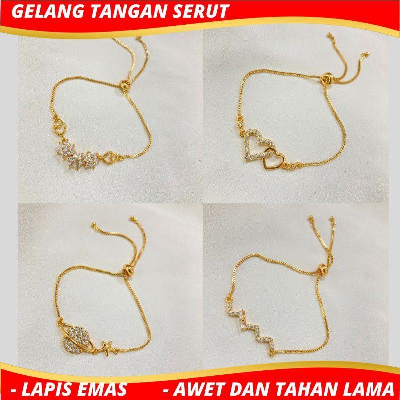 GELANG SERUT DENGAN PERMATA LAPIS EMAS WANITA DEWASA PERHIASAN XUPING