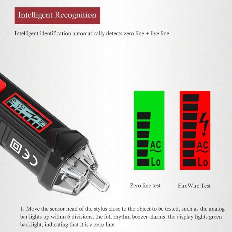 Tespen Tester Pen Non Contact Dual AC Voltage Alert Detector Auto Off