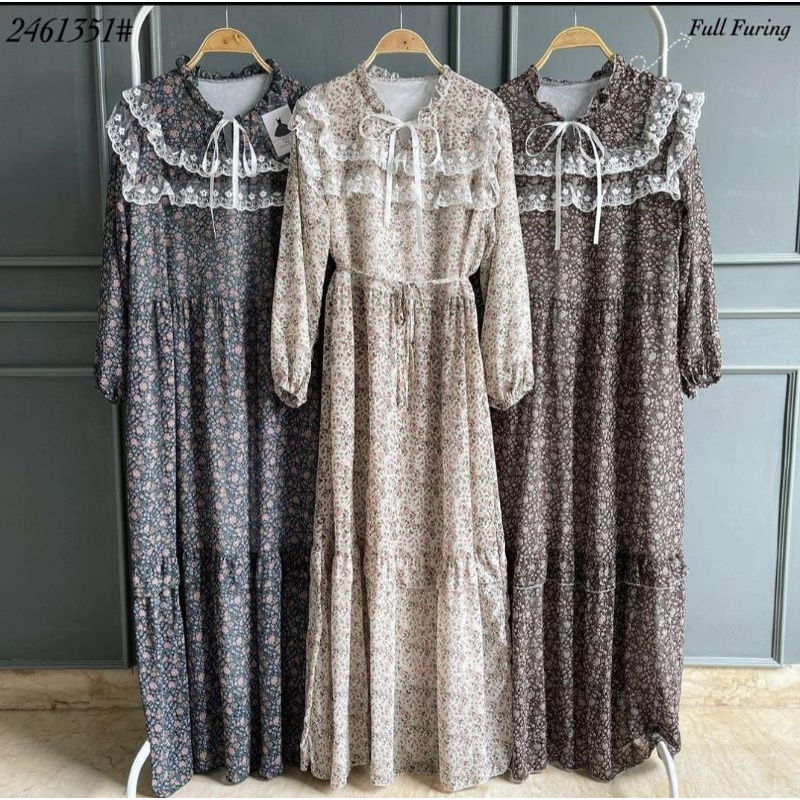 DERIZSHA Gamis/Dress Ceruty Korea Premium Full Furing