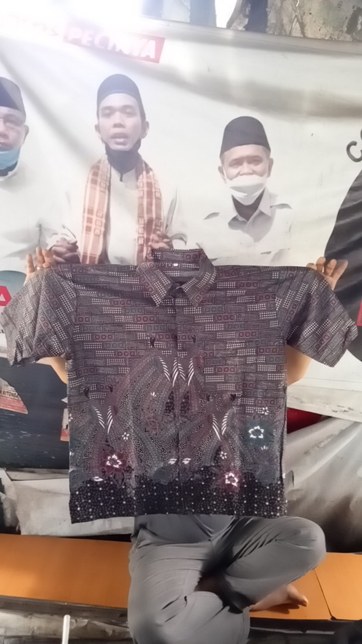 Dian Batik Hrb026 Kenongo Kemeja Abu Bata Pendek Pekalongan Padi M L Xl Kemeja Batik.