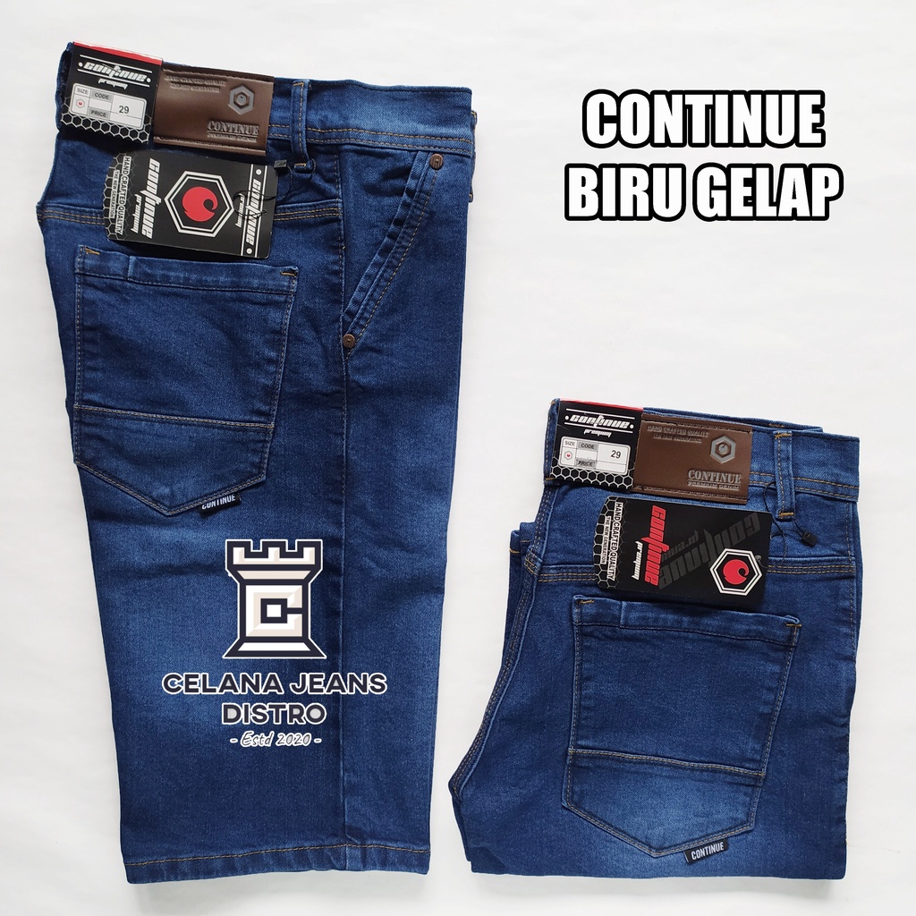 Celana Jeans Pendek Pria Biru Gelap Distro Continue