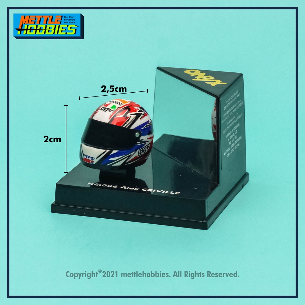 Onyx Helmet AGV Alex Criville Moto GP 1995 Diecast Miniatur Replika Helm Motor Bike 1:12