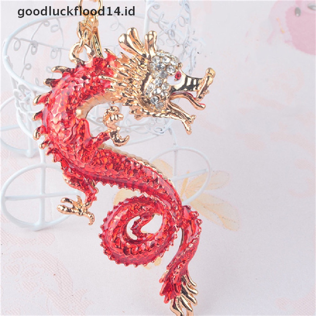 [OOID] 1Pc Dragon Key Rings Chains Holder Simulated Pearl Crystal Animal Keychains ID