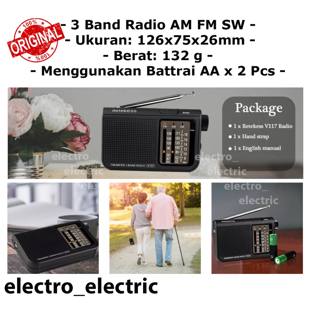 Radio Mini Retekess V117 AM FM SW