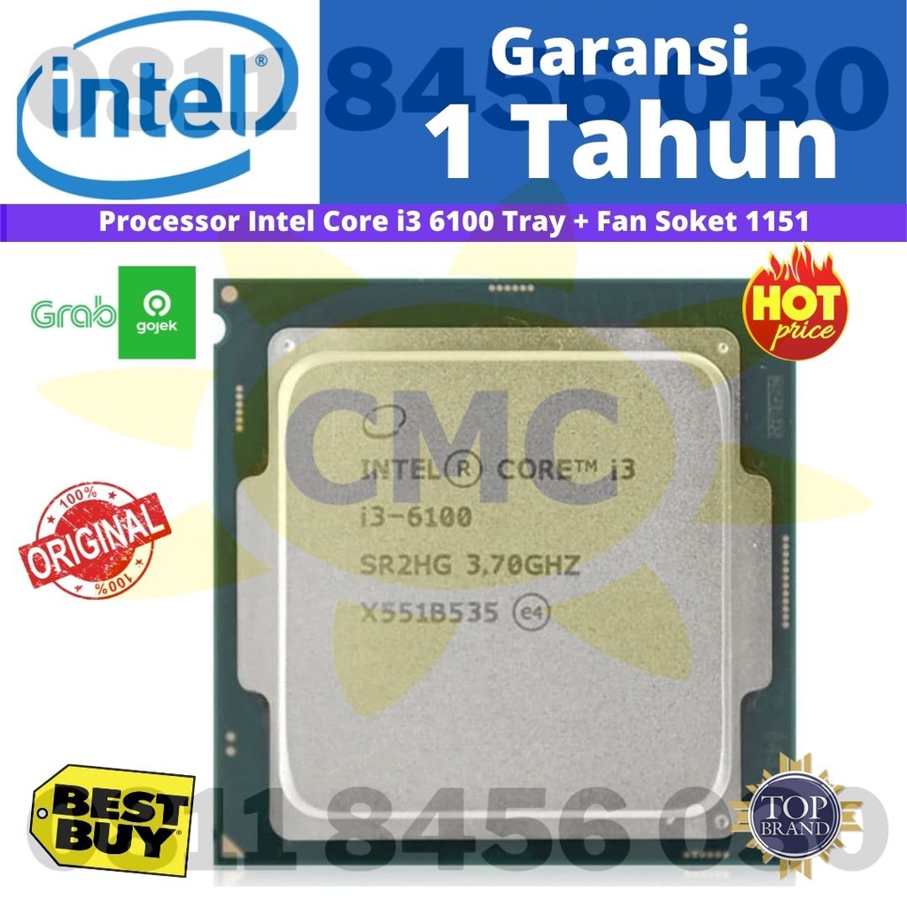 Processor Intel Core i3 6100 3,7 GHz Tray Socket 1151 + Fan