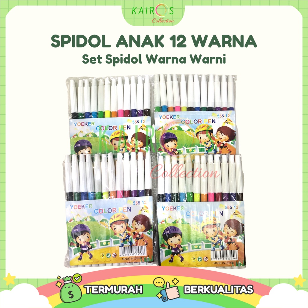 Spidol Set 12 Warna Perlengkapan Menggambar Anak