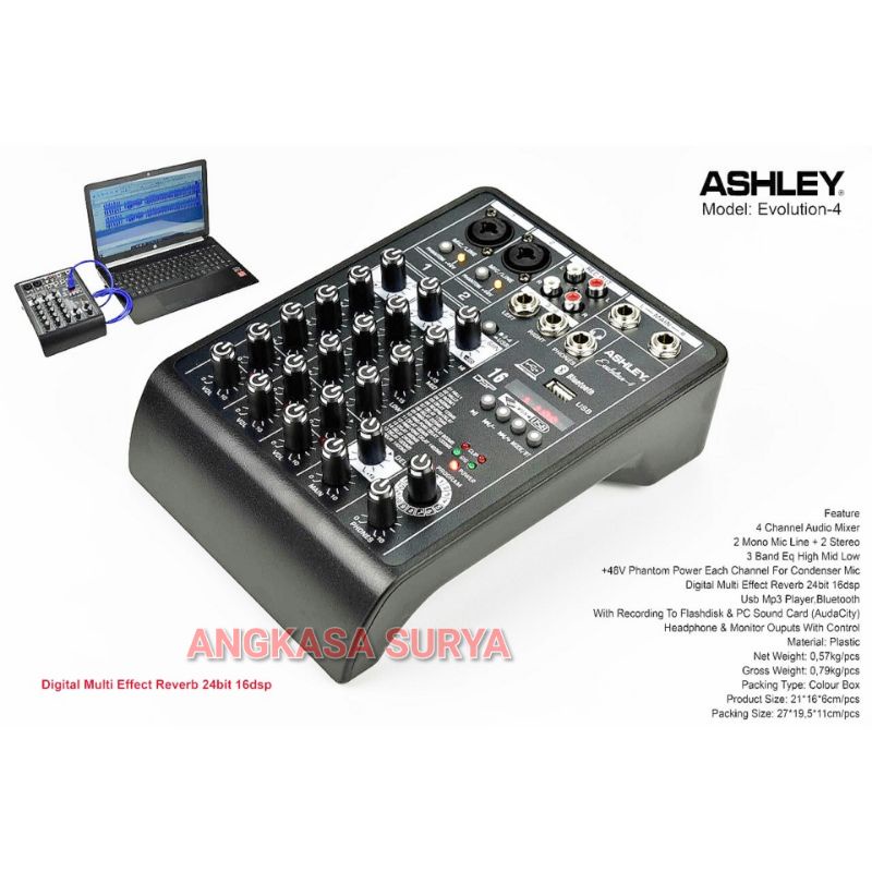 Mixer Ashley Evolution4 Evolution 4 Original Reverb 16 Dsp 4 Channel