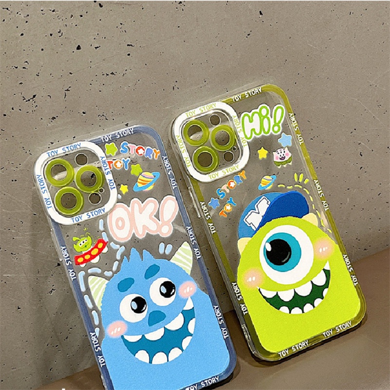 Soft Case Silikon Motif Monster Mata Besar Untuk Compatible for iPhone 14 13 12 11 Pro Max X Xr Xs Max SE 8 7 6 6s Plus  Little Monster Big eyes Clear Phone Case Shockproof Anti-fall Soft Silicone Case Protective Cover