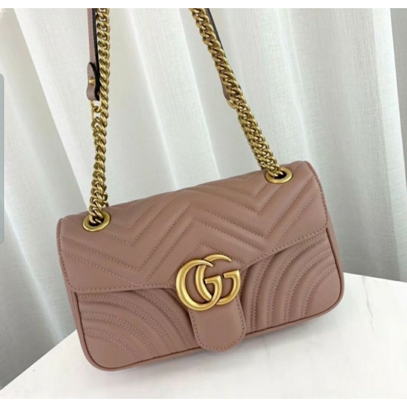 GUCCI MARMONT MATELASSE SMALL SHOULDER BAG DUSTYPINK VIP (1:1)