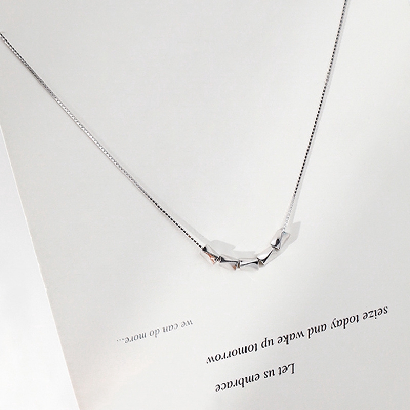 Kalung Liontin Manik-Manik Berlapis Perak Trendi Untuk Wanita Gadis Korea Beruntung Klavikula Rantai Choker Perhiasan
