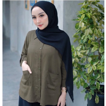 ( Bisa COD ) Size S M L XL KEMEJA POLOS WANITA TANGAN SKODER