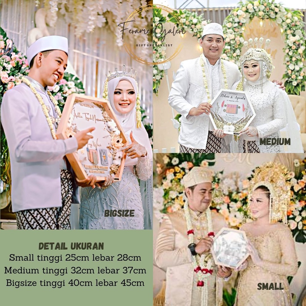 (1HariJadi) Mahar Pernikahan Bingkai 3D Hexagonal Mahar Rustic Antipecah Driedflower Seserahan Hantaran Foto Kado pernikahan Gift Anniversary Bunga Kering - Sharah17 by Ferame Galeri Rustic